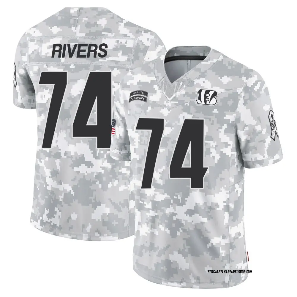 Limited Arctic Camo Men's Jalen Rivers Cincinnati Bengals 2024 Salute to Service Jersey