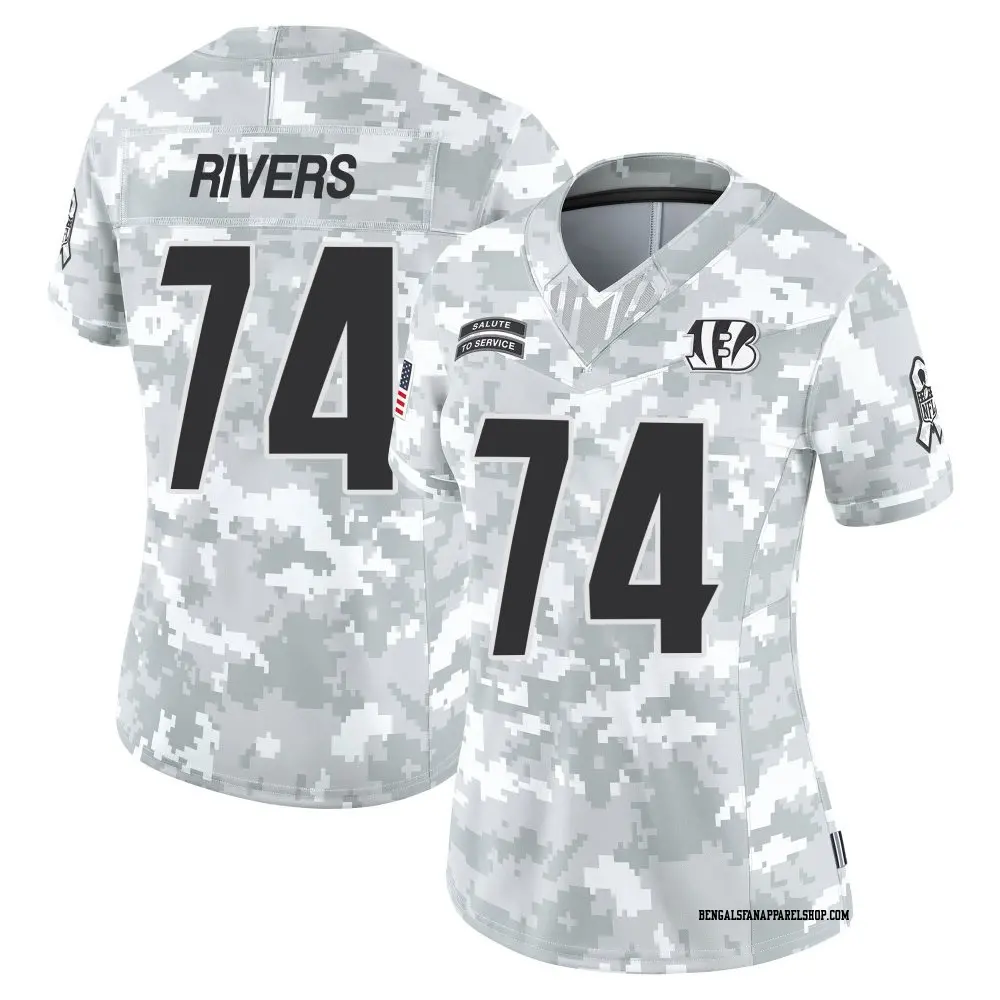 Limited Arctic Camo Women's Jalen Rivers Cincinnati Bengals 2024 Salute to Service Jersey