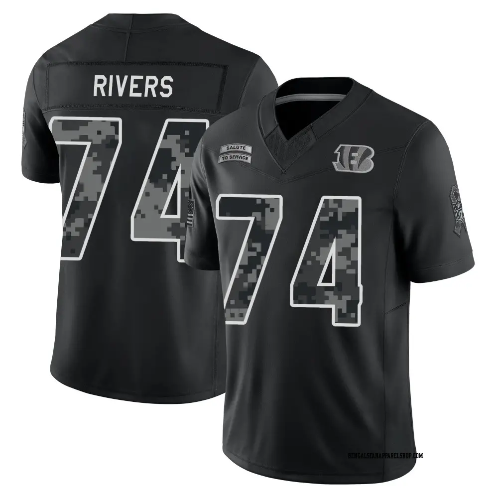 Limited Black Men's Jalen Rivers Cincinnati Bengals 2026 Salute to Service Stitched Jersey