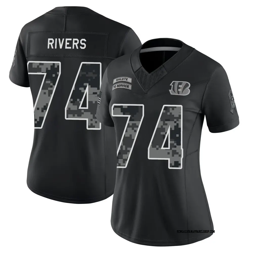 Limited Black Women's Jalen Rivers Cincinnati Bengals 2026 Salute to Service Stitched Jersey