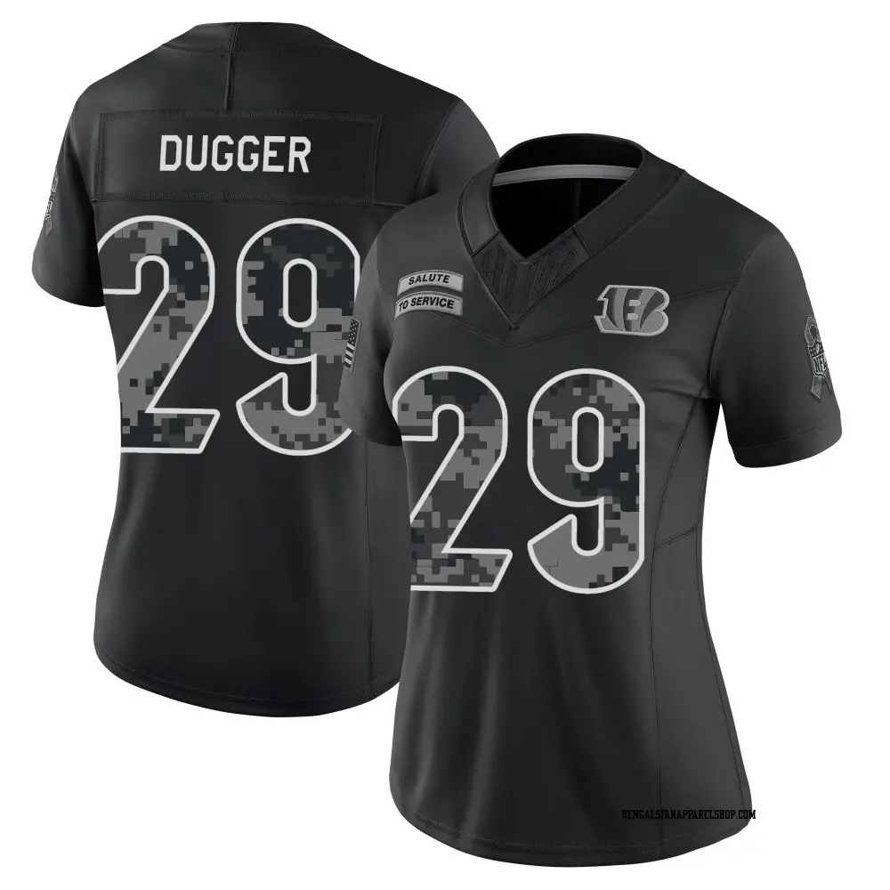 Limited Black Women's Kyle Dugger Cincinnati Bengals 2026 Salute to Service Stitched Jersey