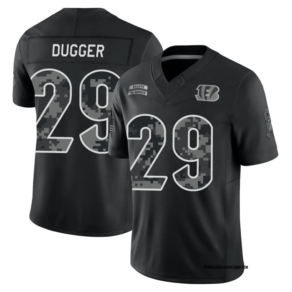 Limited Black Youth Kyle Dugger Cincinnati Bengals 2026 Salute to Service Stitched Jersey