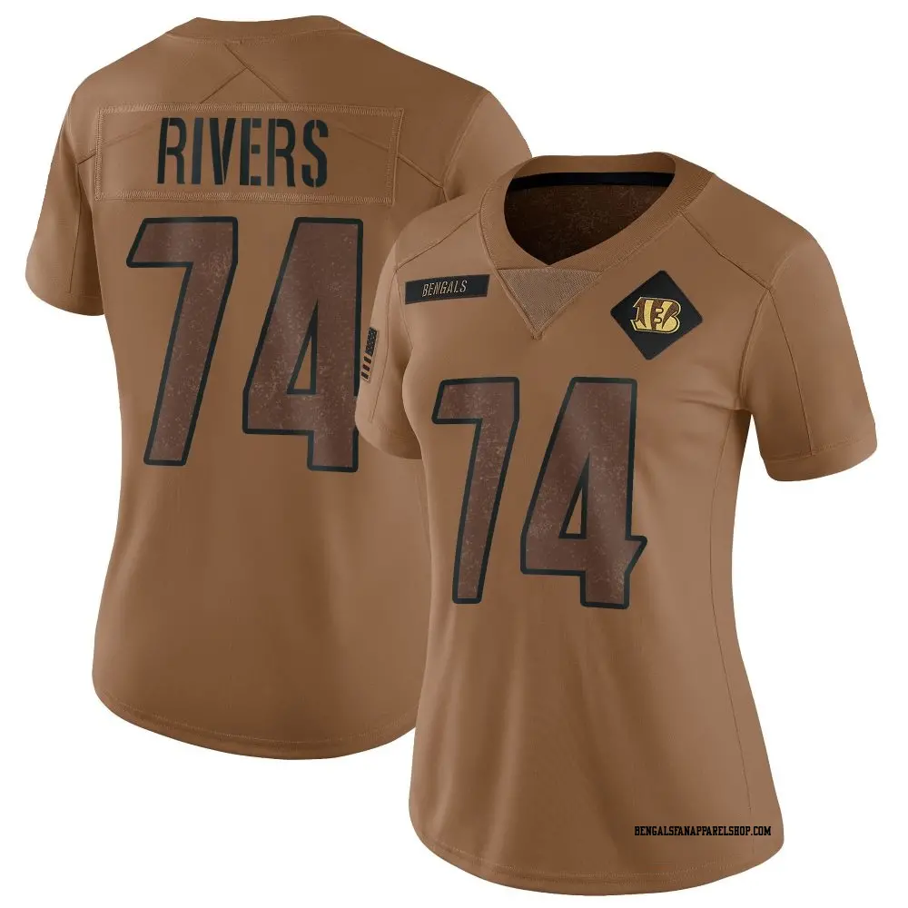 Limited Brown Women's Jalen Rivers Cincinnati Bengals 2023 Salute To Service Jersey