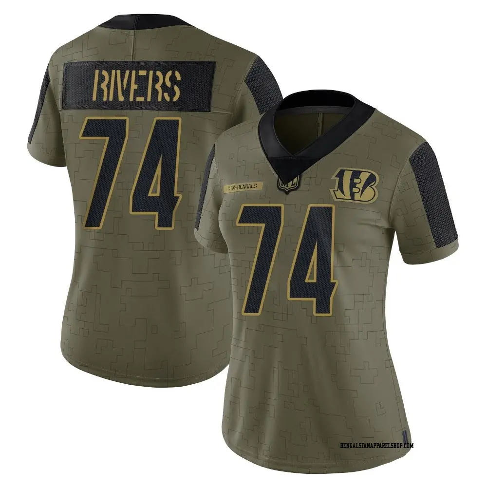 Limited Olive Women's Jalen Rivers Cincinnati Bengals 2021 Salute To Service Jersey