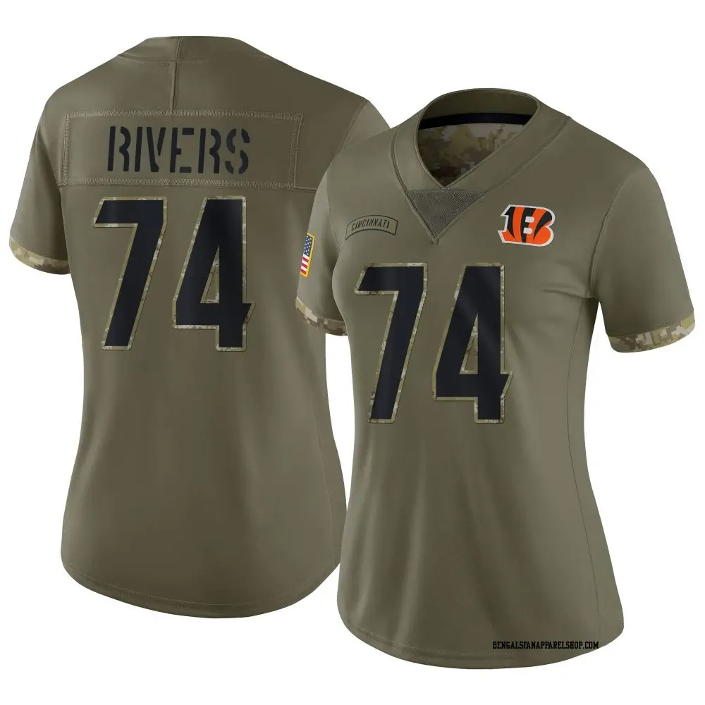 Limited Olive Women's Jalen Rivers Cincinnati Bengals 2022 Salute To Service Jersey