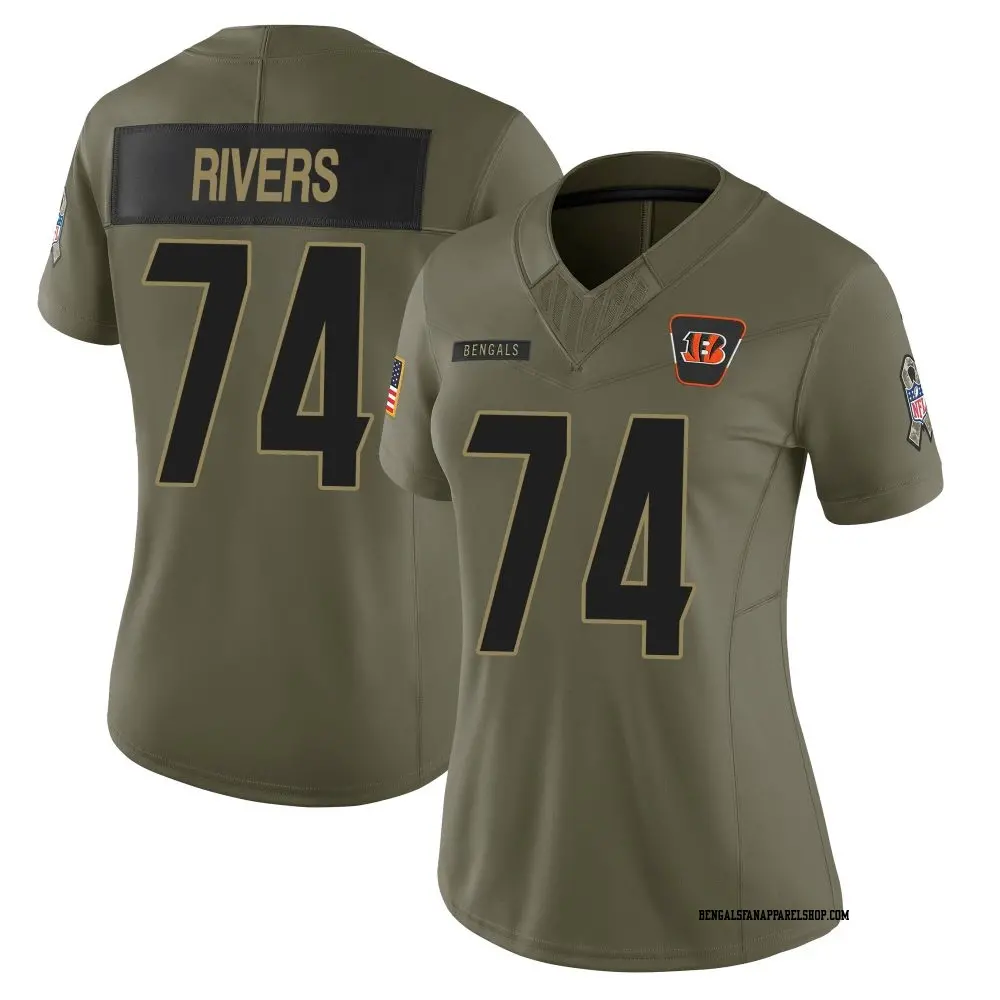 Limited Olive Women's Jalen Rivers Cincinnati Bengals 2025 Salute to Service Jersey